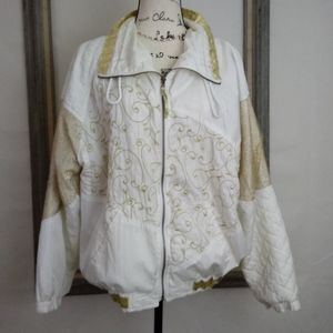 Vintage Gold Mesh White Nylon Track Jacket